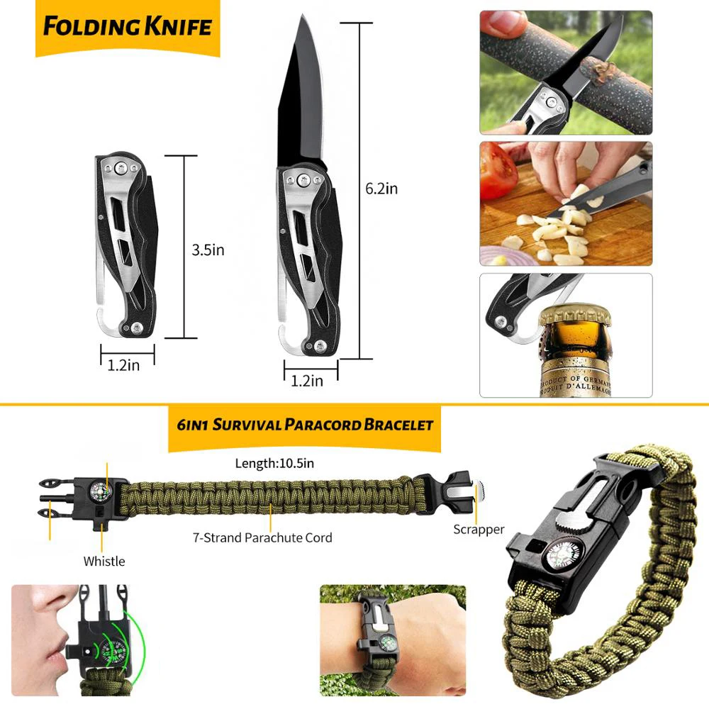 

Outdoor Camping Fishing Hiking Gear Safety Emergency Survival Tools Practical Case Proket Pouch Kit Military Travel Accessories