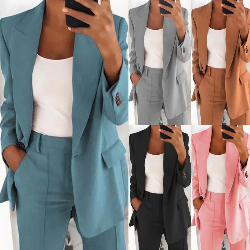 

2021 Korean Women's Pink Blazers Women Streetwear Coat Jacket Button Pocket Solid Office Lady Elegant Blazer Only Blazer G2543
