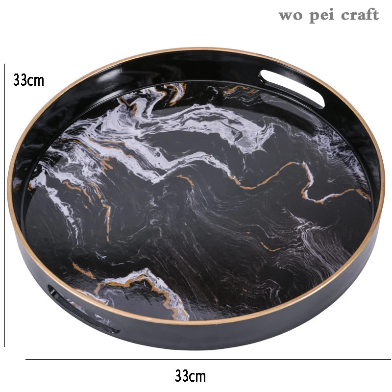 

Nordic Marble Texture Storage Plastic Tray Fruit Food Teacup Home Storage Box Jewelry Necklace Display Tray Home Decoration