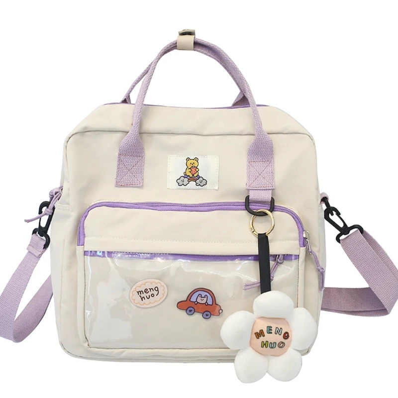 Милый мультяшный рюкзак с принтом этикеток подвеской и прозрачным передним