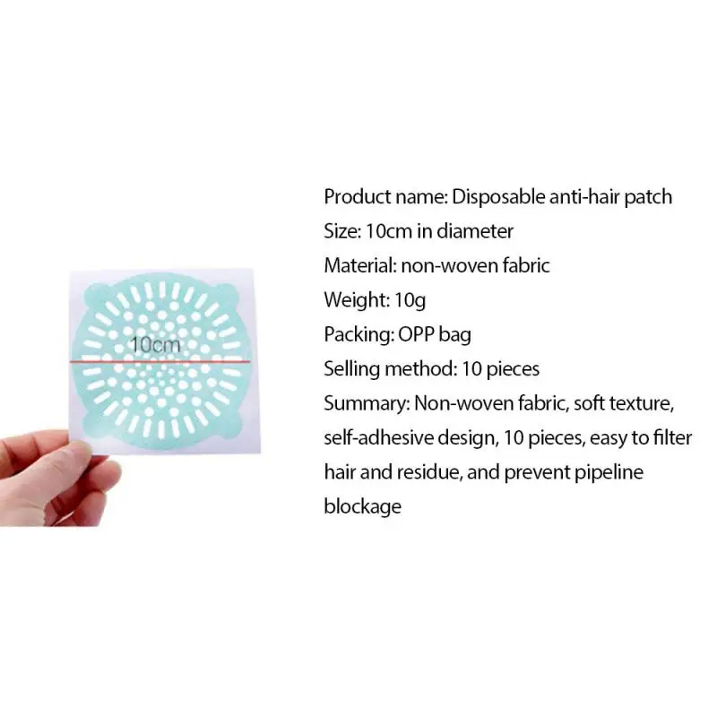 

10pc/Lot Disposable Hair Filter Mesh Sticker Bathroom Shower Drain Cover Mesh Hair Blocker