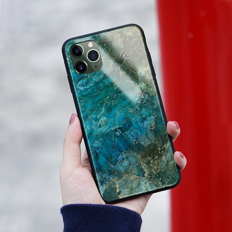 Природа керамика гранит мрамор закаленное стекло Мягкий силиконовый чехол для