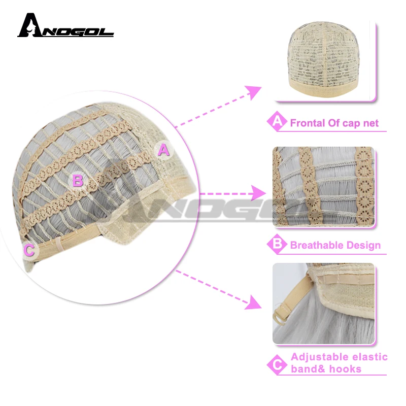 Женский парик для косплея Anogol розовый синтетический длинный костювечерние |