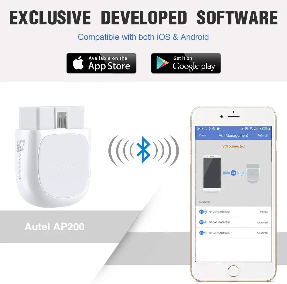 Автомобильный диагностический сканер Autel AP200 Bluetooth Совместимый прибор для чтения