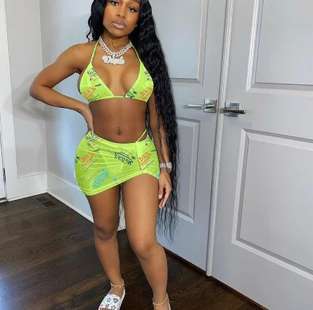 

Hirigin женский сексуальный пляжный купальник с принтом, укороченный топ, мини-юбка, трусики, комплект из трех предметов, спортивные бикини для ...