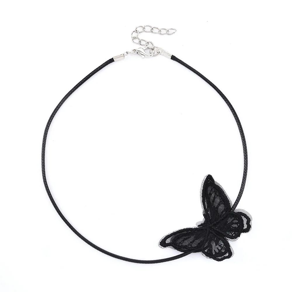 

Fairy Simulation Three-dimensional Butterfly Necklace Korean Temperament Chiffon Choker Collar Necklace Fashion Clavicle Chain