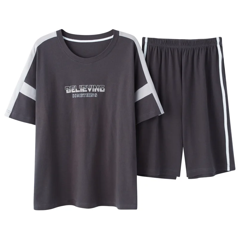 Пижамный комплект Мужской Хлопковый свободной одежды для сна с коротким рукавом