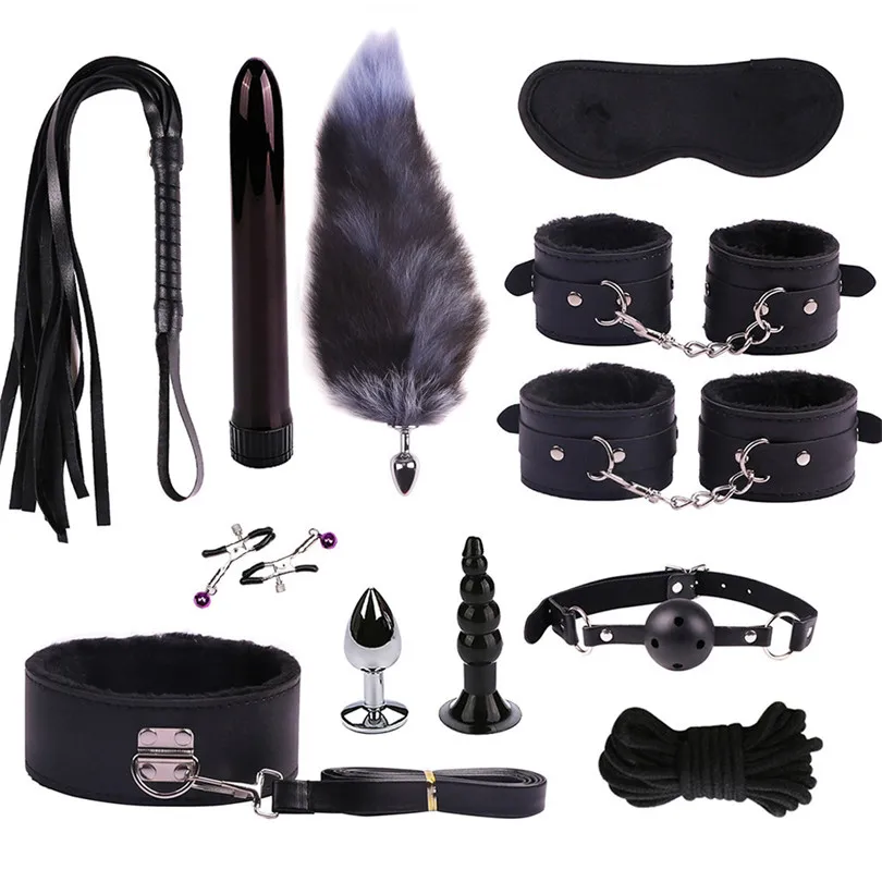 12 шт. SM игрушки для пары плюшевый костюм кнут наручники вибратор анальные пробки