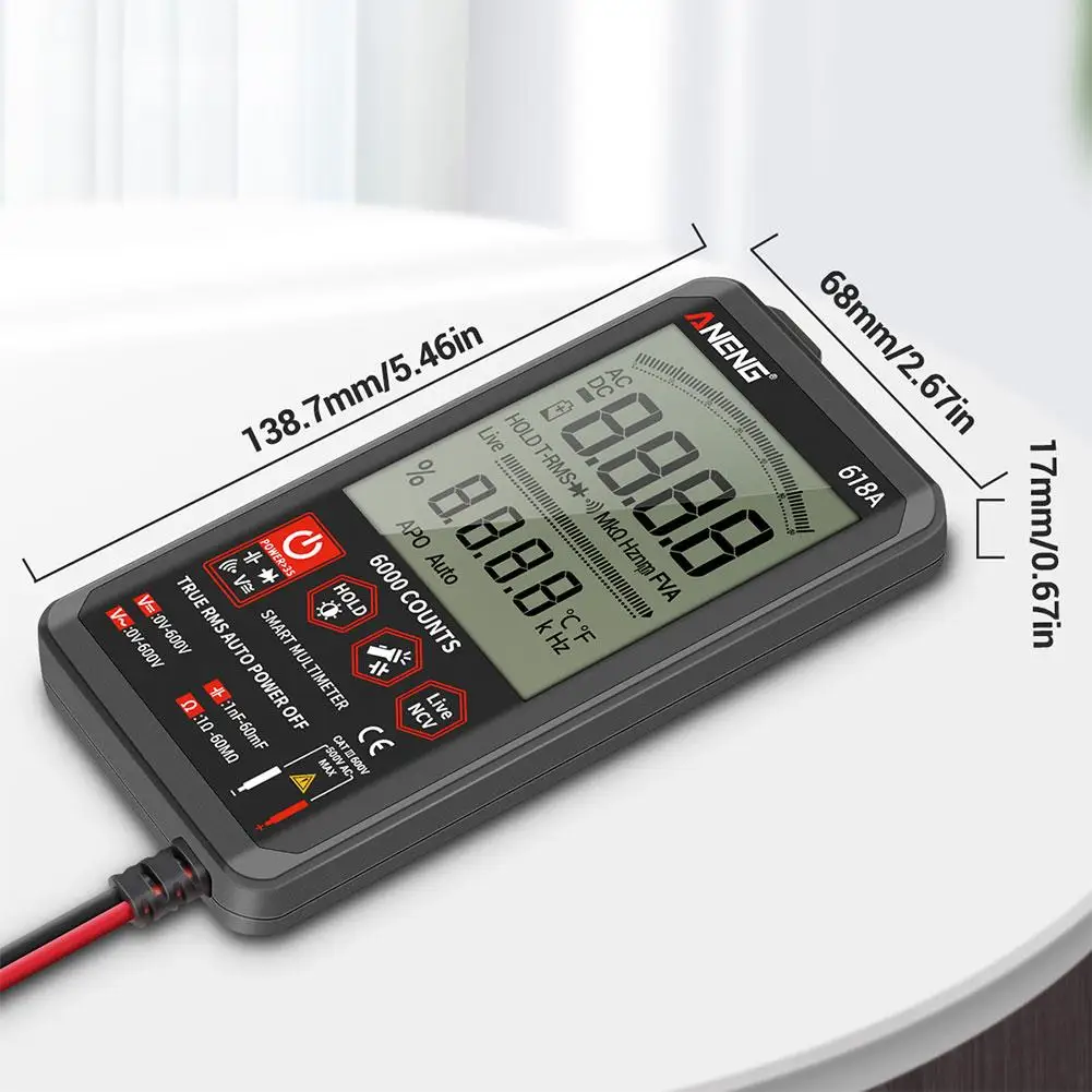 Цифровой мультиметр 618A с испытательными выводы автоматический ручной дальномер