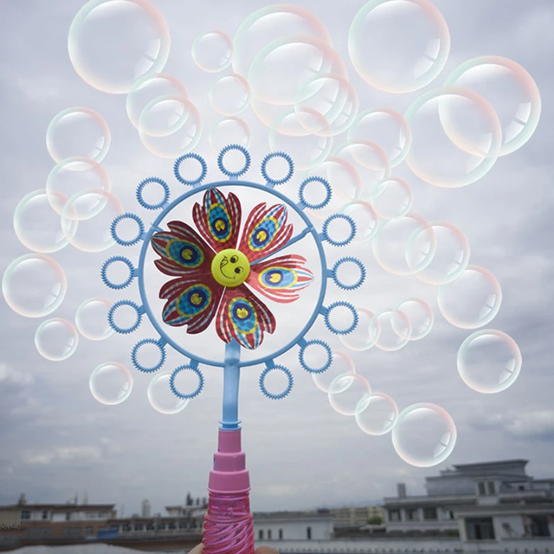 

2-in-1Magic Bubble Stick windmill Portable Children Wand Outdoor Play Game Toy Windmill Bubble Blower Stick With liquid Bubble