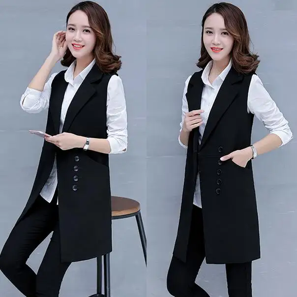 Женский весенне-осенний блейзер без рукавов клетчатый жилет длинный женский