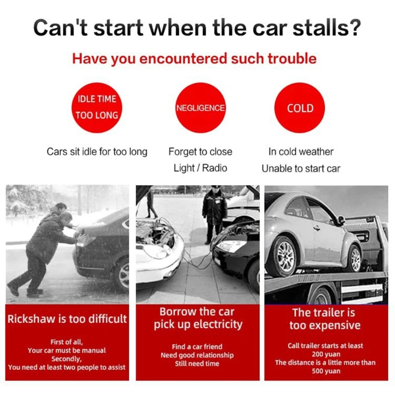 Портативный автомобильный пусковой аварийный источник питания 20000 мАч 12 В