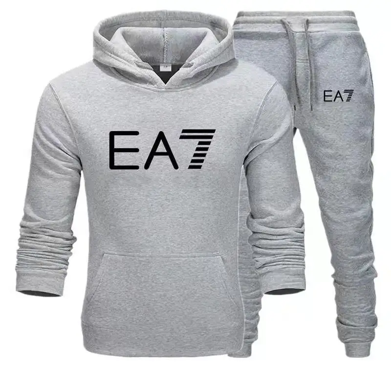 

Tracksuit Men Fashion Hoodies Men Suits Brand EA7 Sets Men Sweatshirts+Sweatpants Autumn Winter Fleece Hooded Pullover