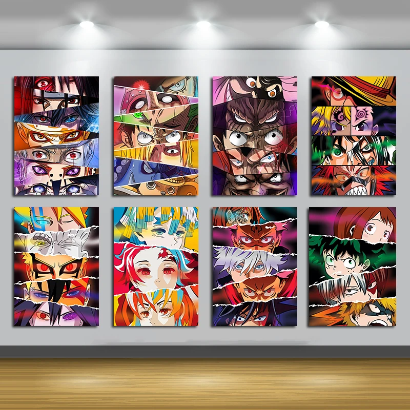

Anime Eyes Posters Demon Slayer ,Attack On Titan,Jujutsu Kaisen,My Hero Academia Comic Character Eyes Canvas Painting Wall Decor