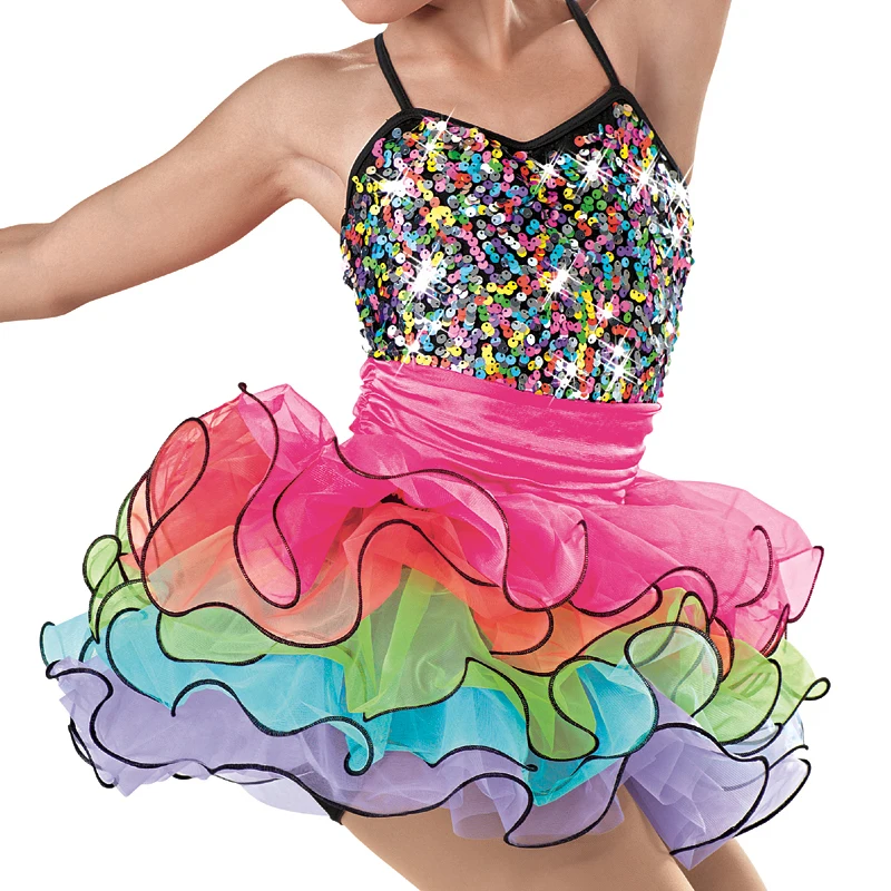 Радужная балетная пачка MiDee танцевальное платье для девочек | Тематическая