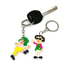 Брелок для ключей из ПВХ, креативный держатель для ключей с мультяшным рисунком гоночной игры, милая детская школьная сумка, подвеска-безделушка, 1 шт.
