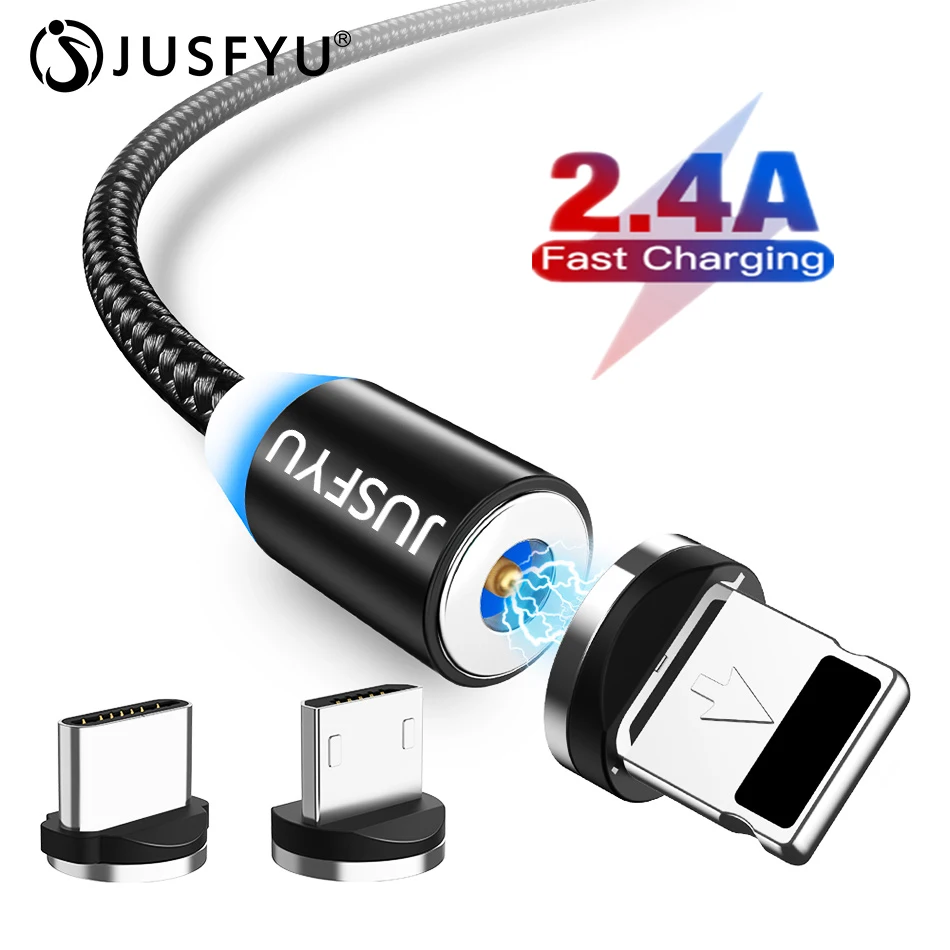 

2m Magnetic Micro USB Cable For iPhone 7 8 Samsung Android Mobile Phone Fast Charging USB Type C Cable Magnet Charger Wire Cord