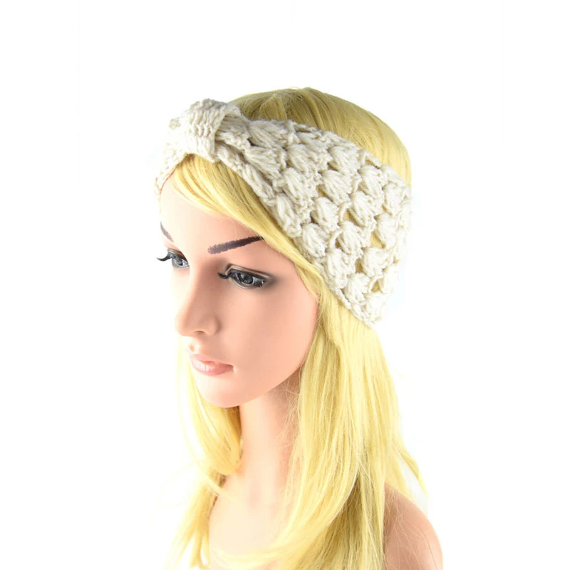 Женская вязаная эластичная повязка на голову с большим бантом и цветами| |