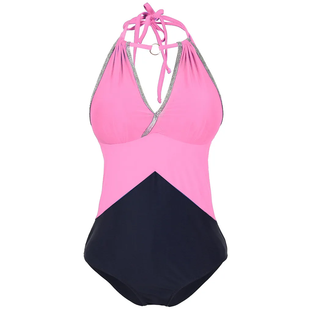 

Women Sexy Halter Biquinis Suit One Piece Swimwear Lace-up Backless Monokini Bathing Suit Swimming Beach Wear S-XXXL