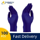Нитриловые перчатки, 100 шт., пищевые водонепроницаемые одноразовые перчатки AllergyFree для кухни, рабочие безопасные перчатки, 100% нитриловые перчатки для механика