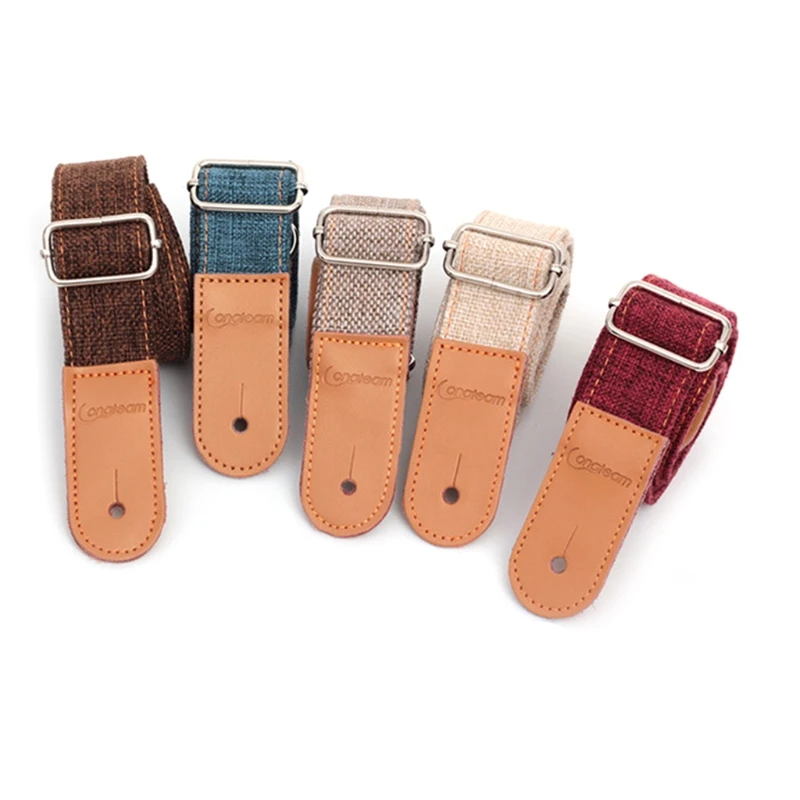 

Leather Ends+Cotton Linen, Useful Guitar Straps Adjustable 75-130cm Guitar Strap