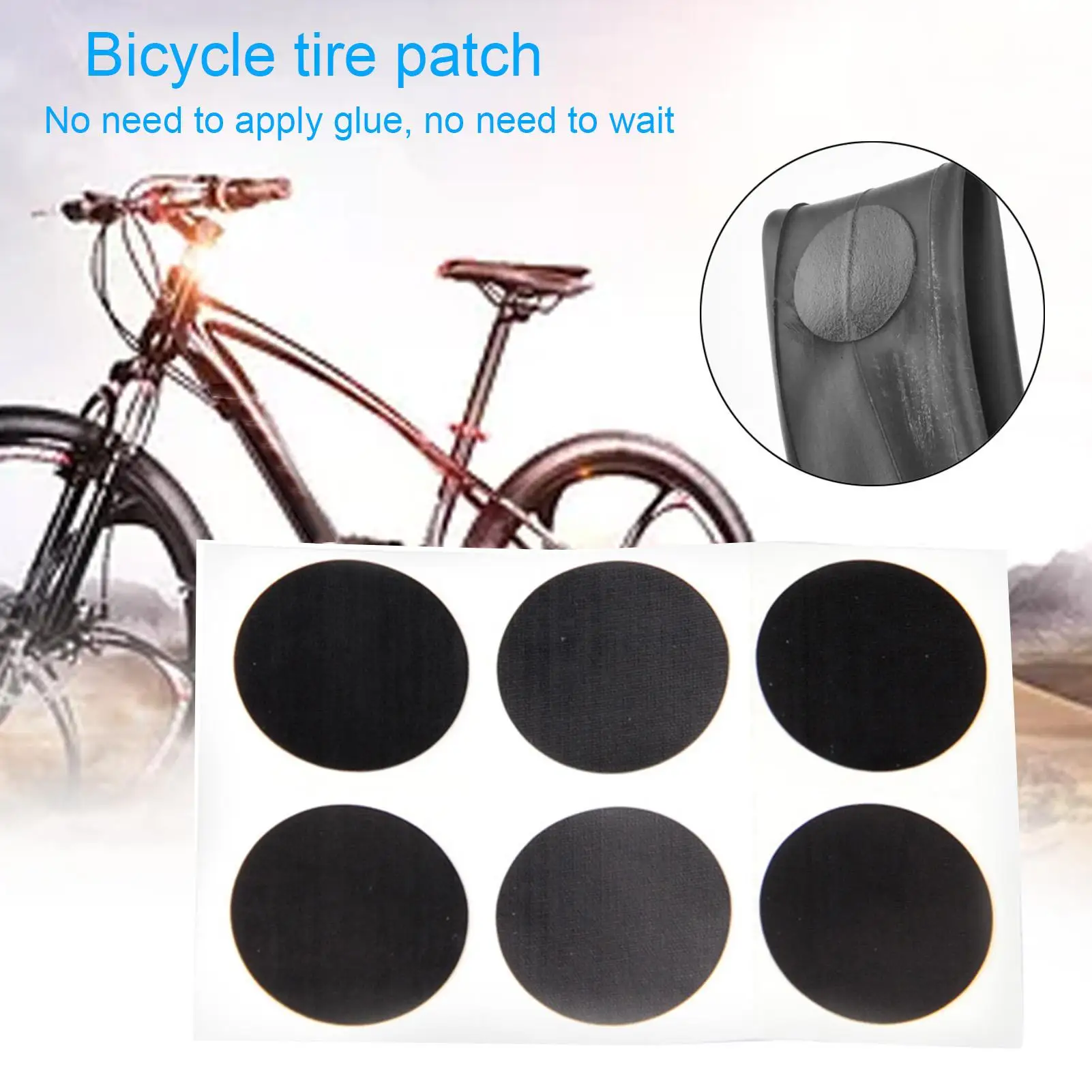 

6Pcs Portable Bike Tire Rubber Patches Bicycle Tyre Puncture Repairing Pads