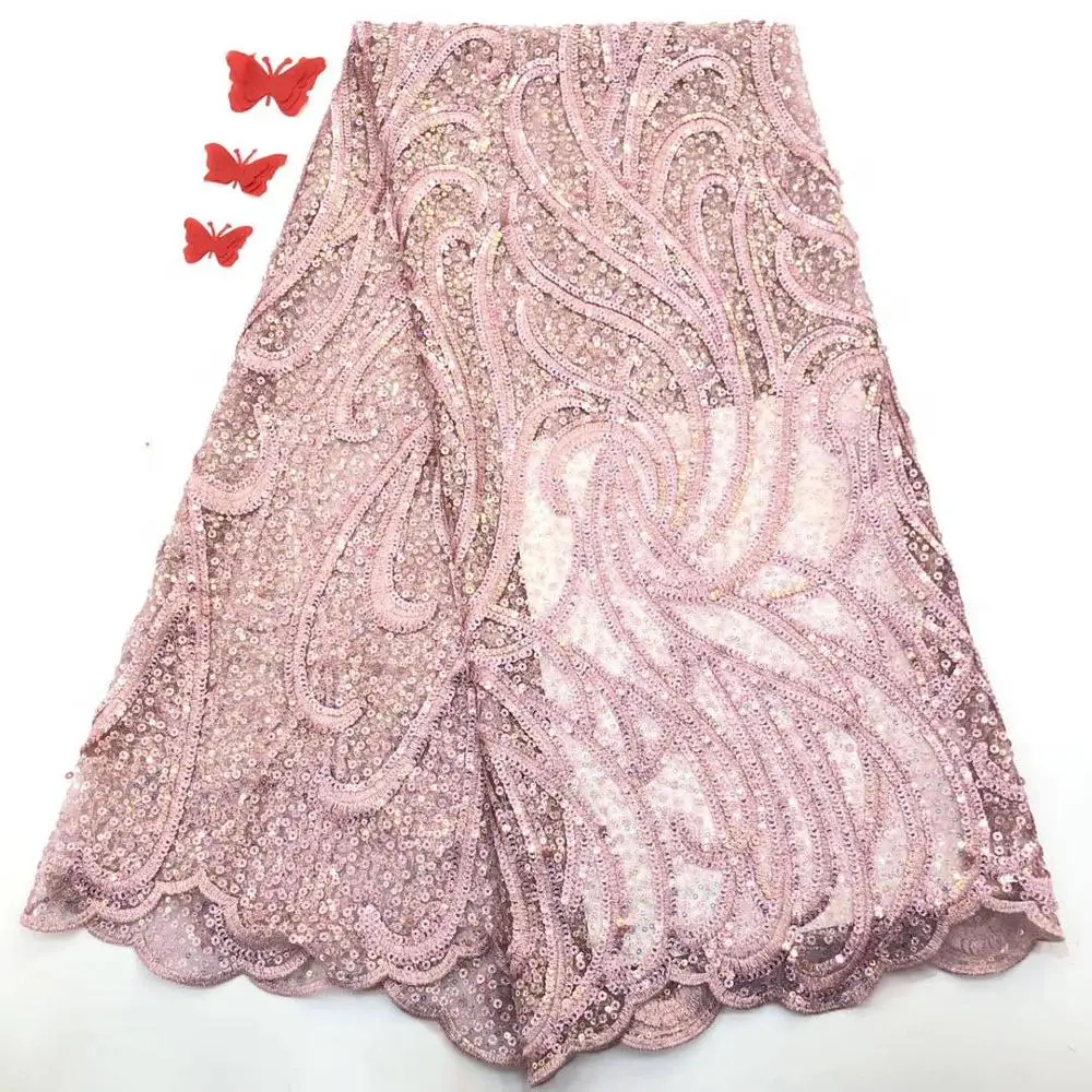 Самая популярная африканская кружевная ткань с блестками Высококачественная