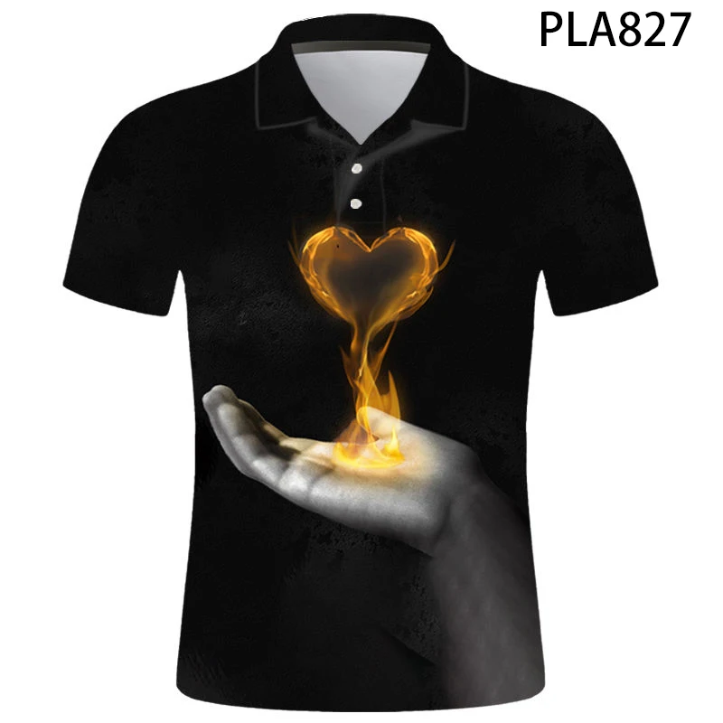 

Мужская рубашка-поло с коротким рукавом, Повседневная модная рубашка-поло с 3D принтом в стиле Харадзюку, 2020