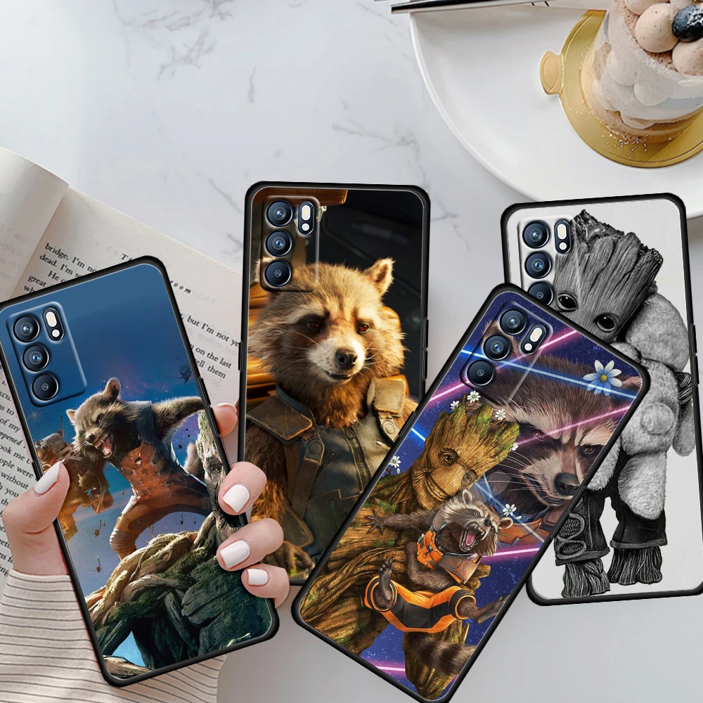 

Mavel Guardians of the Galaxy For OPPO Reno 6 5 4 3 2 5Z 5F 5K ACE 10 X ZOOM 4G 5G Pro Plus Soft Black Phone Case Shell Cover