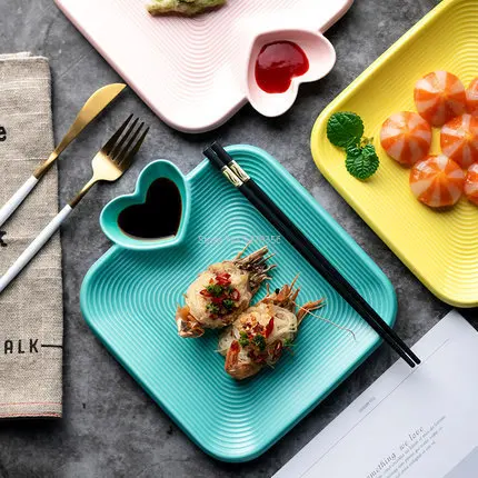 

Japanese Dumpling Plate with Vinegar Plate Home Dining Plate Divided Sushi Plate Lovely Plate Square Dumpling Plate Dish Plate