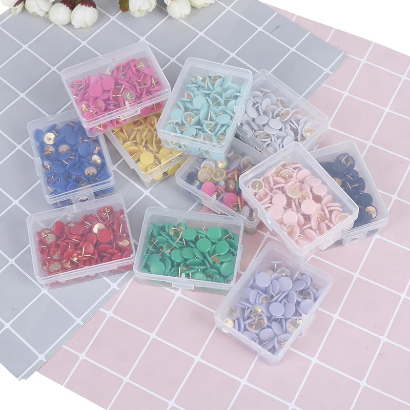 

100pcs Round Push Pins Thumb Tacks For Office School Notice Board Cork Paper Map Thumb Tacks Point Bulletin Drawing