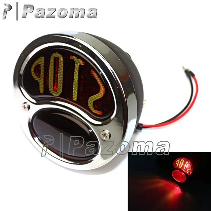 Pazoma хромированный черный стоп сигнал для мотоцикла задний светильник 12 В Круглый