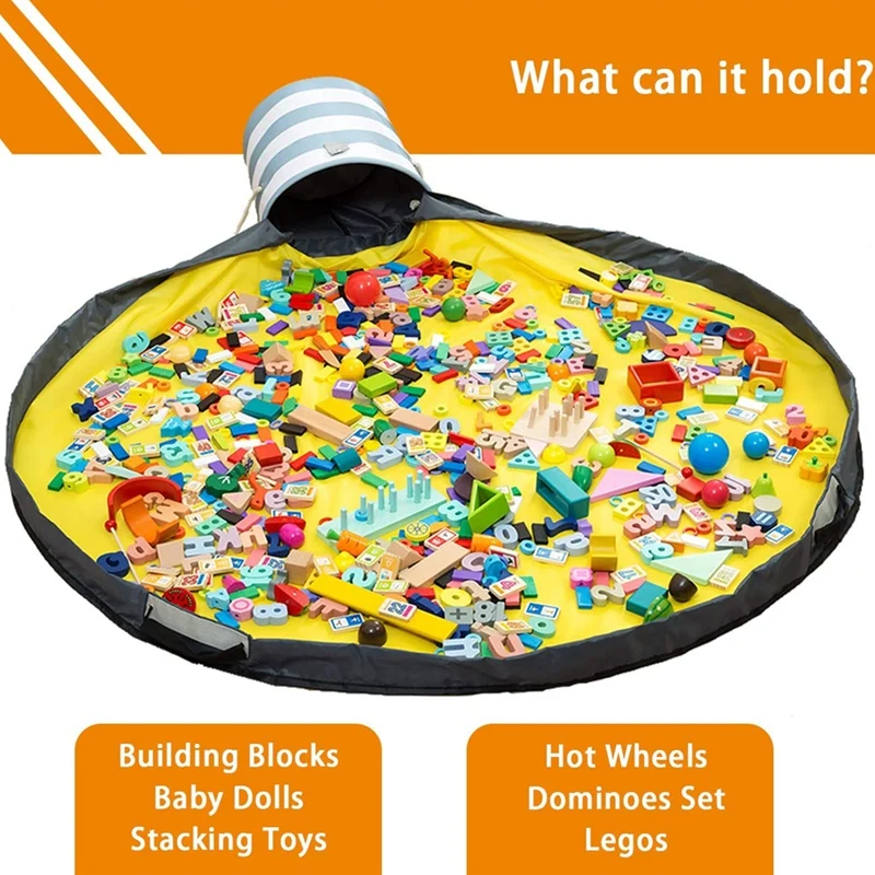 

Toy Storage Basket with Play Mat for Kids,Collapsible Quick Toy Storage Swoop Bag for Indoor or Outdoor Use