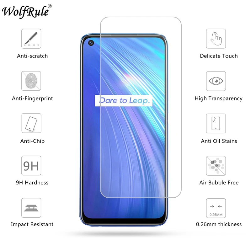 2 piezas Protector de pantalla para OPPO Realme 6 Protector de pantalla de vidrio 9H vidrio templado para OPPO Realme 6 vidrio Protector para Realme 6-1