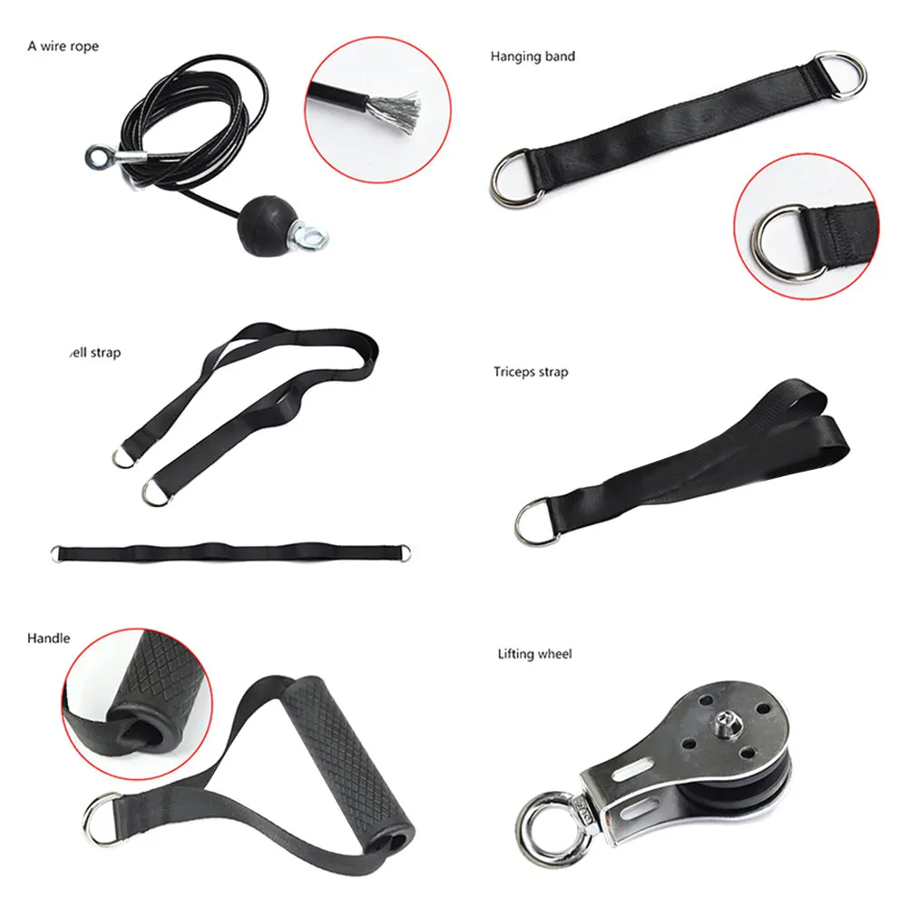 

9PCS Forearm Strength Exerciser and Lift Pulley System,Workout with Pulley Adjustable Length Home Gym Easy Install Loading Pin