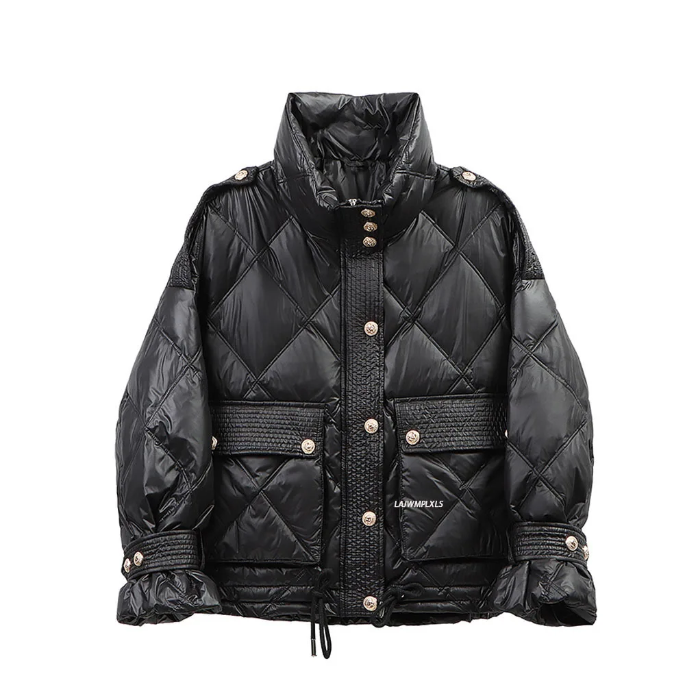 

2021 Women's Winter Parka Oversize Short Down Coats Fashion Pocket Cuff Female Warm Jacket clothes woman coat