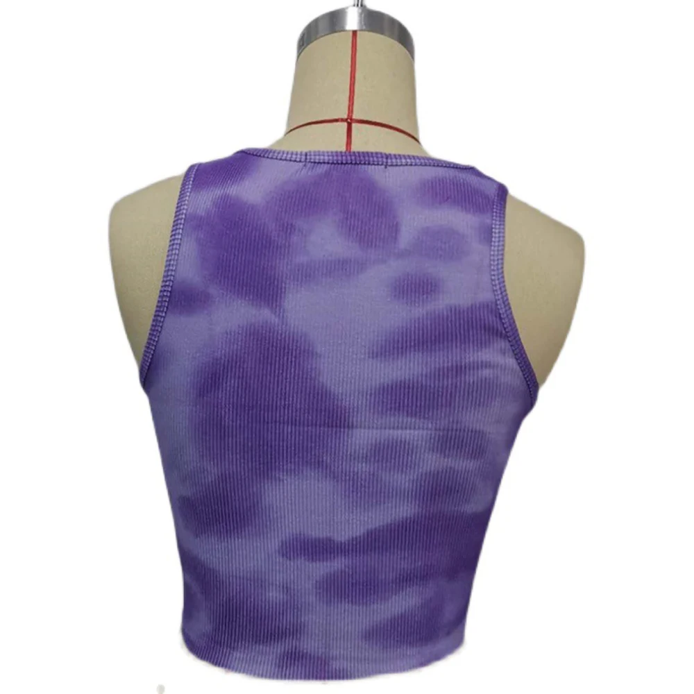 

Women Vest High Waist Crop Top Y2K Tie Dye Tight Fitting Slimming 2021 High Streetwear Summer Purple Sexy Striped