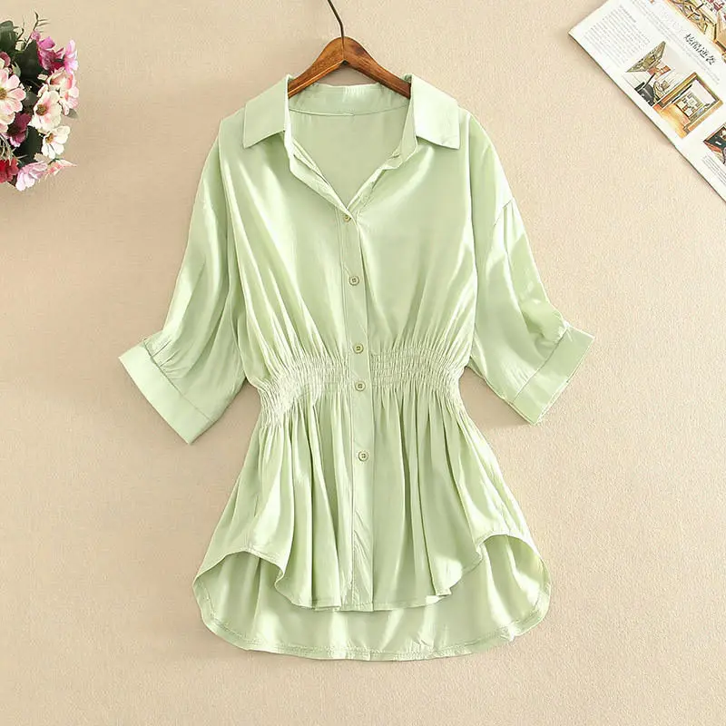 

Summer Shirt Blouse Women Casual Chiffon Short Sleeve Ladies Tops Shirt Streetwear Plus Size Loose Shirts Women Solid XXL Q2553