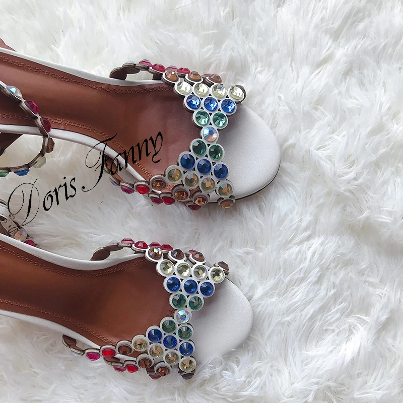 Босоножки женские на высоком каблуке модные роскошные сандалии с кристаллами