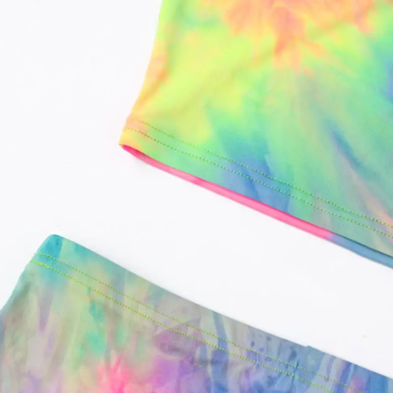 Женский Радужный галстук-краска комплект из 2 предметов Топ без бретелек