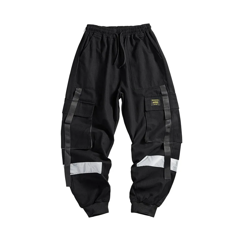 Уличная Хип-хоп мужские беговые черные с боковыми карманами фитнес-стиль Мужские