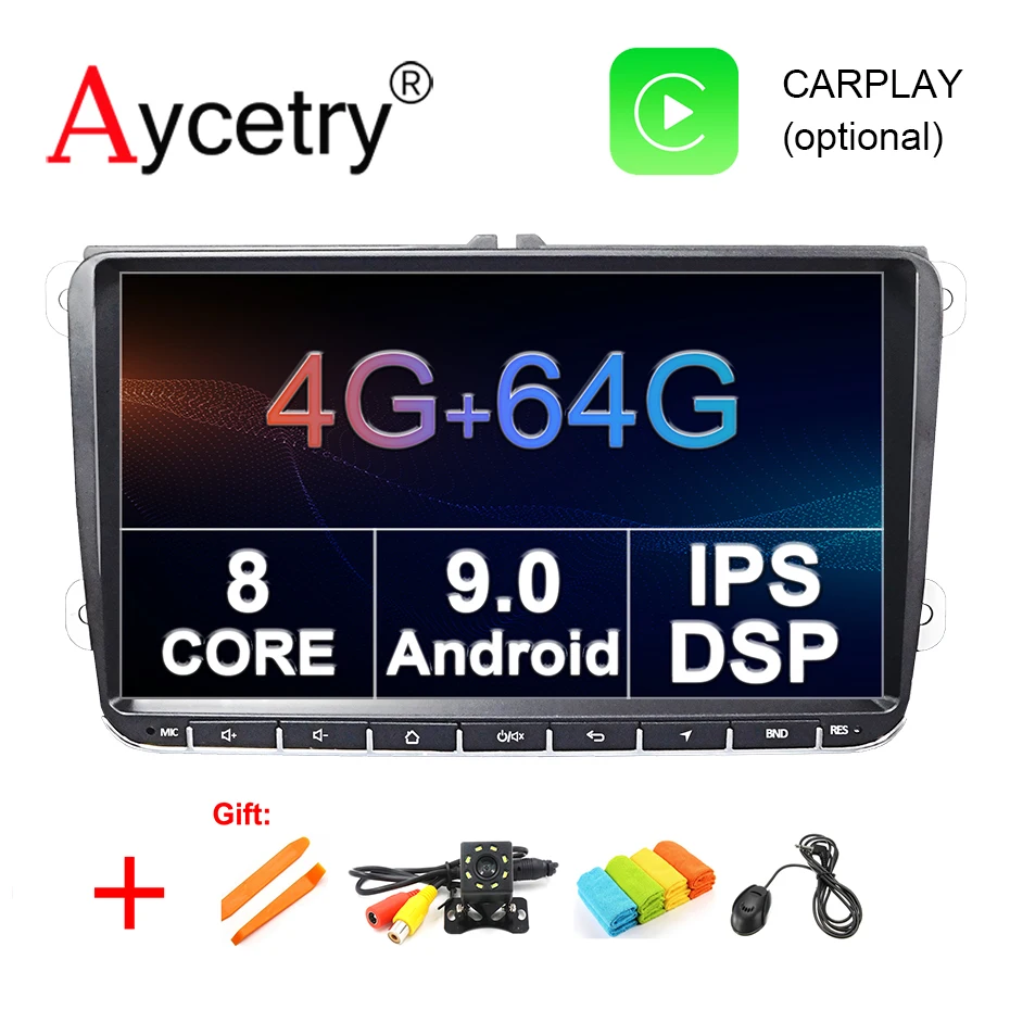 Android 10 2 Din 4 г+ 64 г 8 ядерный автомобильный dvd Мультимедиа Радио gps аудио для VW polo golf 5 6 passat B6 B7 cc tiguan skoda/Seat DSP ips