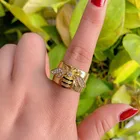 Роскошный изысканный пчелы Форма инкрустированное Цирконом кольцо для женщин модная Античная дикий Свадебная вечеринка коктейль ювелирные изделия аксессуары
