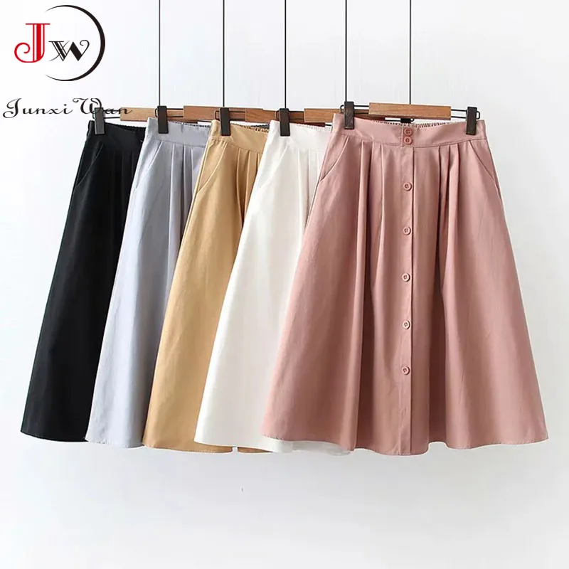 Женская летняя хлопковая юбка для девочек элегантная однотонная Весенняя