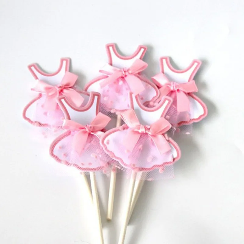 5Pcs/Pack Ballet Girl Dress Birthday Cake Topper Cupcake Decoration Baby Shower Kids Party Wedding Favor Supplies | Дом и сад