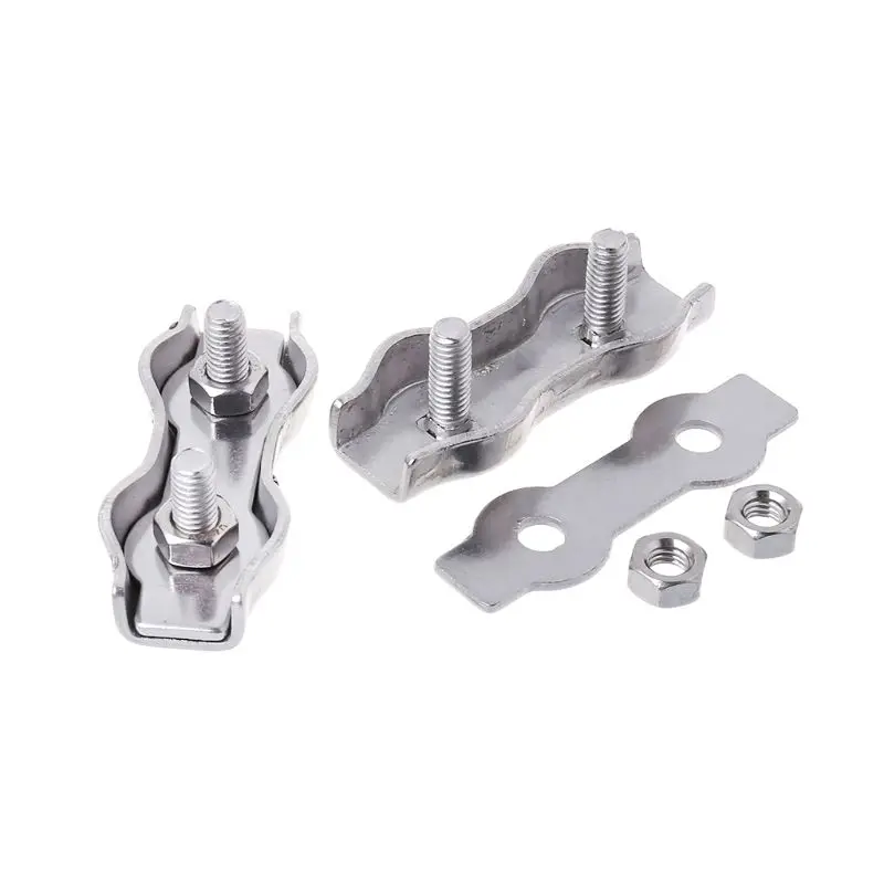 2pcs Stainless Steel Wire Rope Clips Double Grips Cable Clamps For Wires 2mm 3mm 4mm 5mm 6mm | Обустройство дома