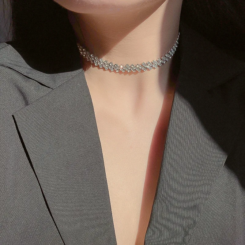 

Fashionable contracted full drill necklace exaggerated individual character female clavicle chain necklace