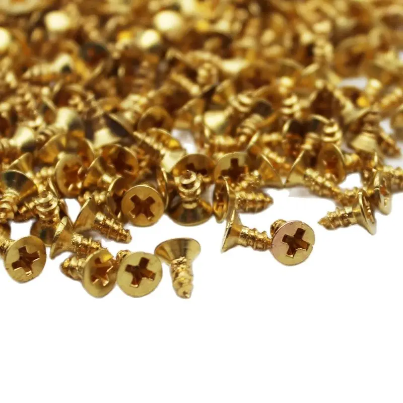 

100pcs M2x5mm Brass Small Wood Screws Self Tapping Phillips Round Head