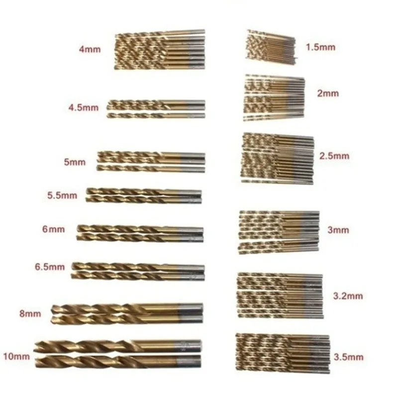 Высокоскоростное титанизированное спиральное сверло из стали 99 шт. бит 1 5 мм 10