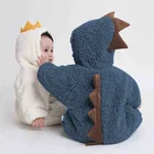 Милый зимний детский утепленный костюм на новый год ромпер с динозавром для мальчиков и девочек, одежда для младенцев, пижама для новорожденного детский Пижамный костюм